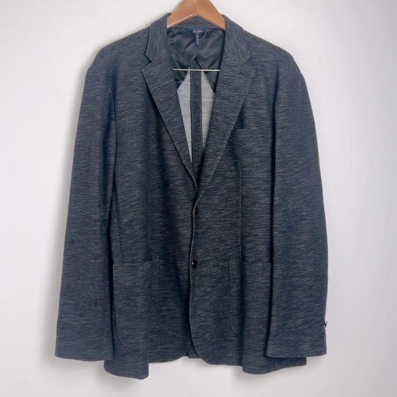 Good Man Brand Dark Gray Textured Unstructured 2-Button Blazer 100% Cotton XXL - Picture 2 of 11